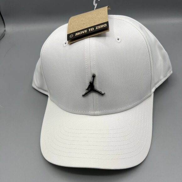 Air Jordan Hat‎ Men M-L White Metal Logo Jumpman Strap Back Cap New
